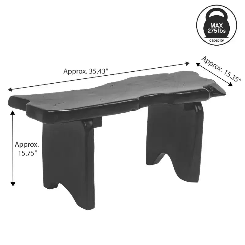 Panca da ingresso da 89,9 cm in legno massello di teak rustico minimalista fatta a mano con bordo vivo