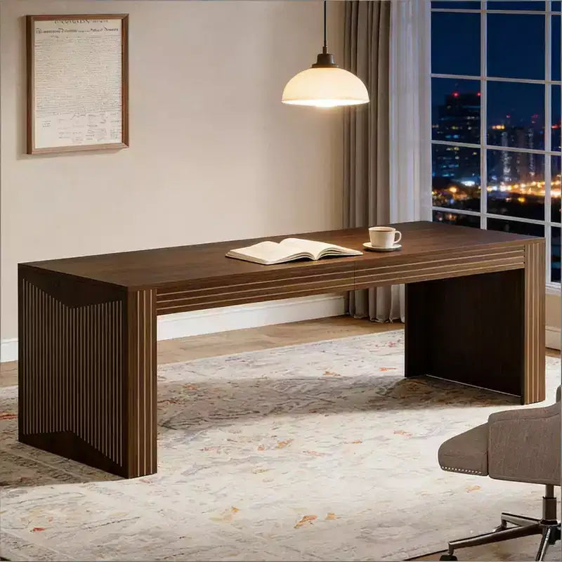 Scrivania direzionale Cinder in legno massello rustico, scrivania per ufficio in stile industriale