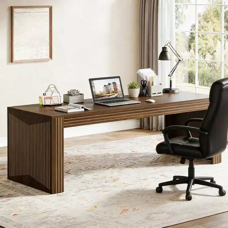 Scrivania direzionale Cinder in legno massello rustico, scrivania per ufficio in stile industriale
