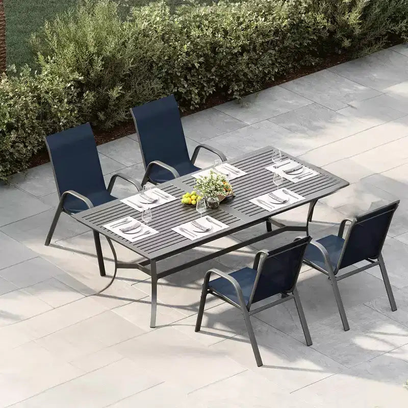 Sedie impilabili salvaspazio per esterni, sedie da pranzo da esterno con schienale alto resistenti alle intemperie, telaio in metallo, per giardino, cortile