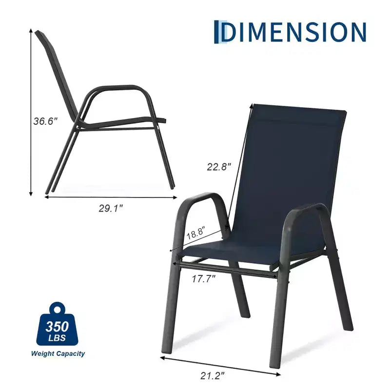 Sedie impilabili salvaspazio per esterni, sedie da pranzo da esterno con schienale alto resistenti alle intemperie, telaio in metallo, per giardino, cortile