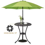 Tavolino Tondo da Bistrò per Patio, Sgabello da Giardino Esterno in Alluminio Fuso Resistente alle Intemperie, Design Floreale Anticato, per Cortile, Giardino