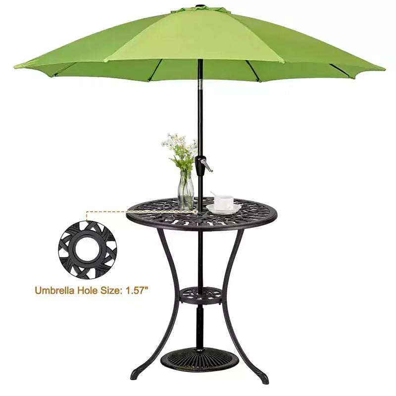 Tavolino Tondo da Bistrò per Patio, Sgabello da Giardino Esterno in Alluminio Fuso Resistente alle Intemperie, Design Floreale Anticato, per Cortile, Giardino