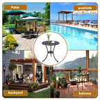 Tavolino Tondo da Bistrò per Patio, Sgabello da Giardino Esterno in Alluminio Fuso Resistente alle Intemperie, Design Floreale Anticato, per Cortile, Giardino