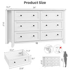 Cassettiera a 6 cassetti per camera da letto, comò in legno da 54 pollici con maniglie in metallo, organizer per vestiti, mobile TV per ingresso, camera da letto