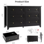 Cassettiera a 6 cassetti per camera da letto, comò in legno da 54 pollici con maniglie in metallo, organizer per vestiti, mobile TV per ingresso, camera da letto