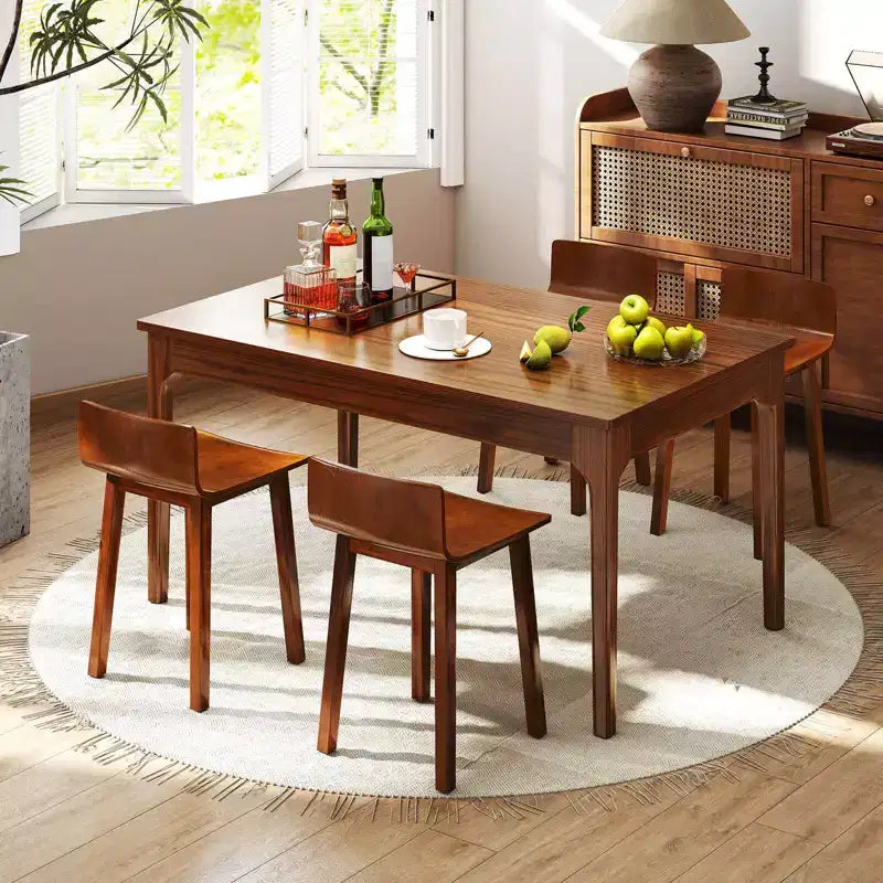 Sedie da Pranzo Set da 2/4 con Gambe in Legno di Acacia, Seduta Curva e Schienale Basso