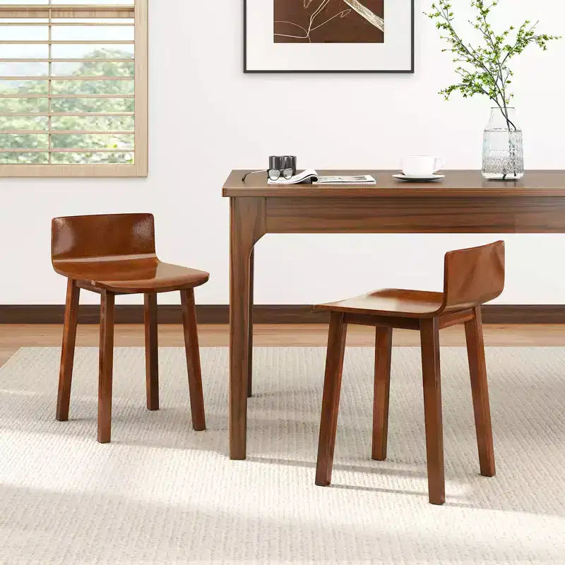 Sedie da Pranzo Set da 2/4 con Gambe in Legno di Acacia, Seduta Curva e Schienale Basso