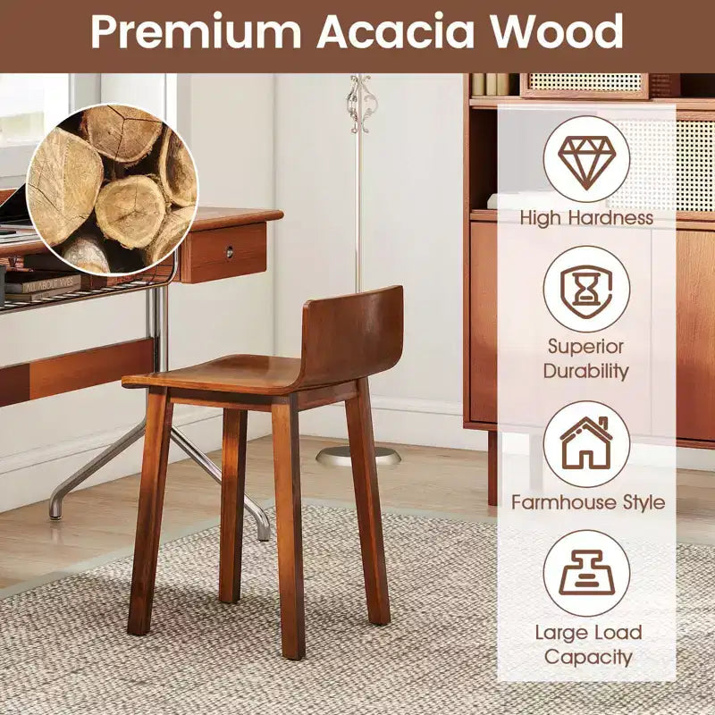 Sedie da Pranzo Set da 2/4 con Gambe in Legno di Acacia, Seduta Curva e Schienale Basso
