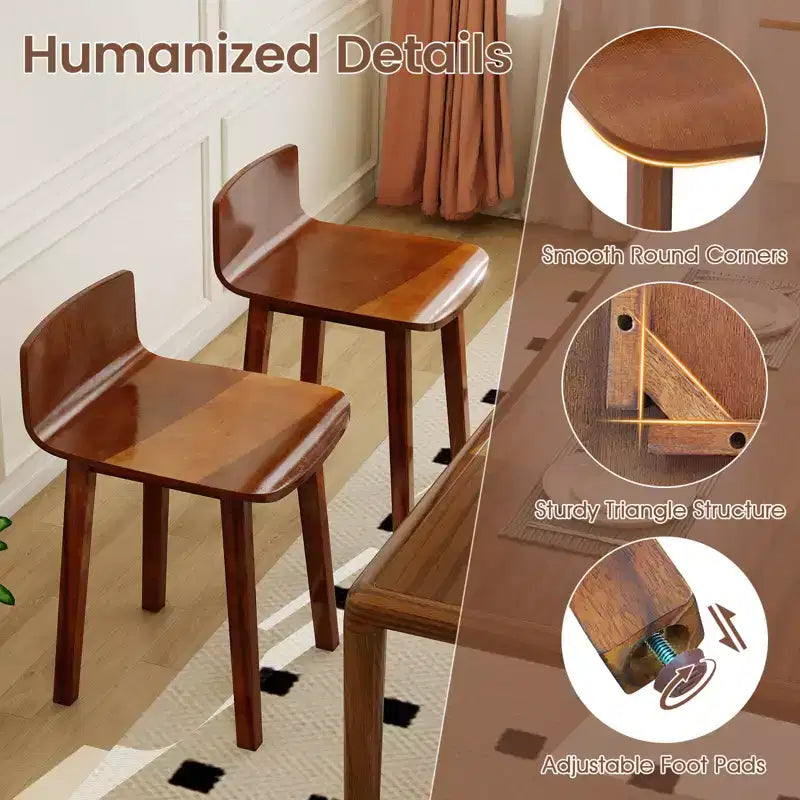 Sedie da Pranzo Set da 2/4 con Gambe in Legno di Acacia, Seduta Curva e Schienale Basso